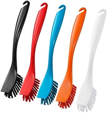 Dishwashing Brush with Hangable Long Handle, Built-in Scraper, Scrub Brush - Image 6