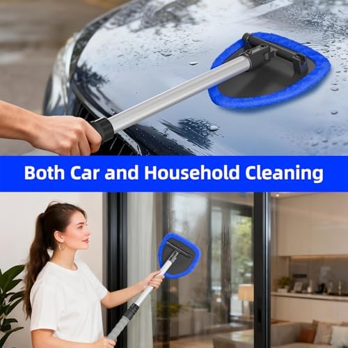 Windshield Cleaner Tool with Extendable Aluminum Handle, Streak-Free Auto Glass - Image 6