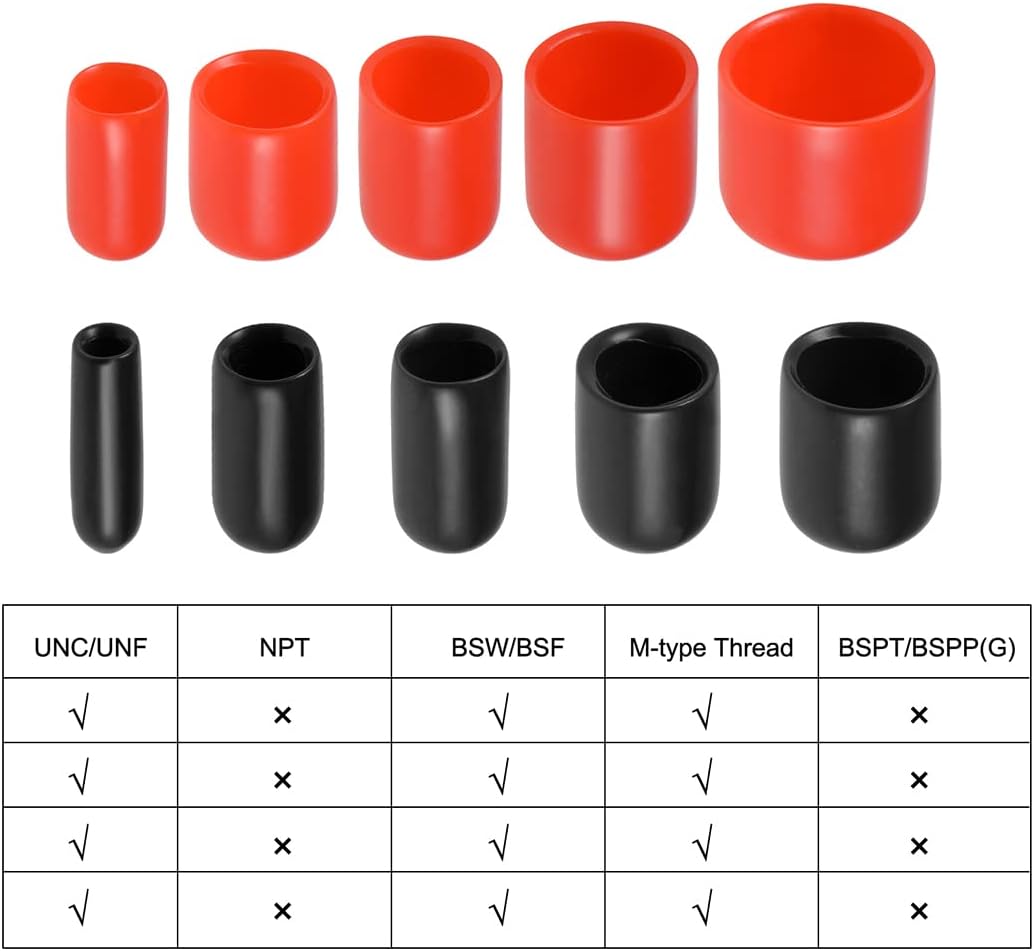 uxcell 20pcs Rubber End Caps 3/8"(9.5mm) ID Vinyl Round Tube Bolt Cap Cover Thread Protectors Black