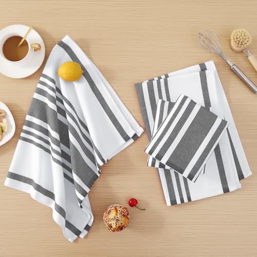Homaxy Premium Cotton Stripe Kitchen Towels 12 Pack - Image 6