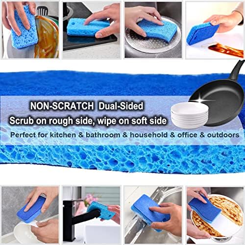 METUUTER 12-Count Scrub Sponges Kitchen Sponge Heavy Duty, Cellulose Sponges - Image 6