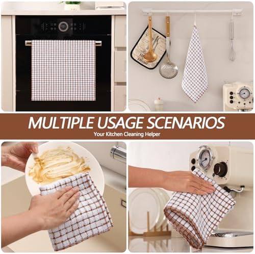 Homaxy Cotton Terry Kitchen Towels and Dishcloths Set of 8 - Image 6