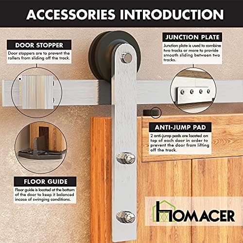 Homacer Brushed Nickel Non-Bypass Sliding Barn Door Hardware Kit, - Image 7