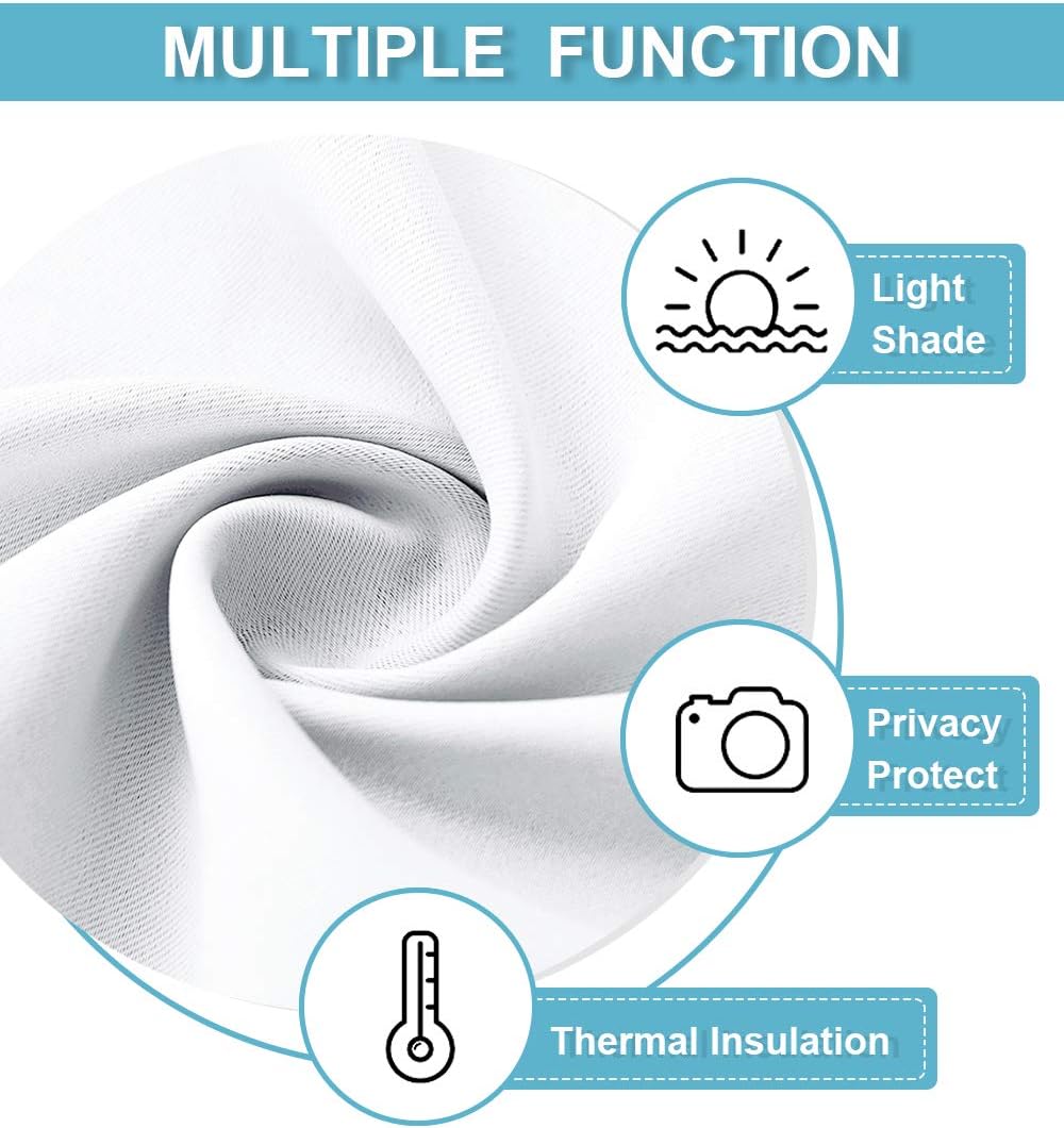 RYB HOME Blackout Curtains 63 inches Long - Energy Saving Insulation Large Window Curtain Blinds for Bedroom Living Room Dining Basement Home Office, W 62 x L 63 per Panel, Pure White, 2 Pcs