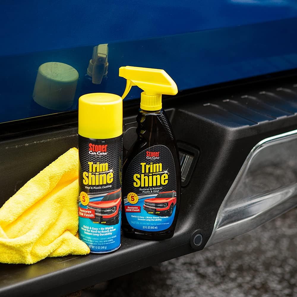 Stoner Car Care 91034 Trim Shine – Vinyl and Plastic Protectant for Interior and Exterior Detailing, Restores OEM Color, Adds Shine, UV and Water Protection, Non-Greasy, Fast-Drying – 12 oz