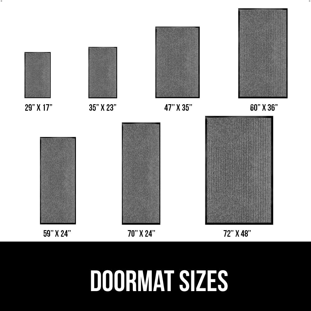 GORILLA GRIP Traffic Guard Door Mat, 70x24, Heavy Duty Welcome Mats, Commercial Office Space Doormat, Waterproof, Fade Resistant, Strong Rubber Backing, Low Profile, Shoe and Boot Scraper, Gray