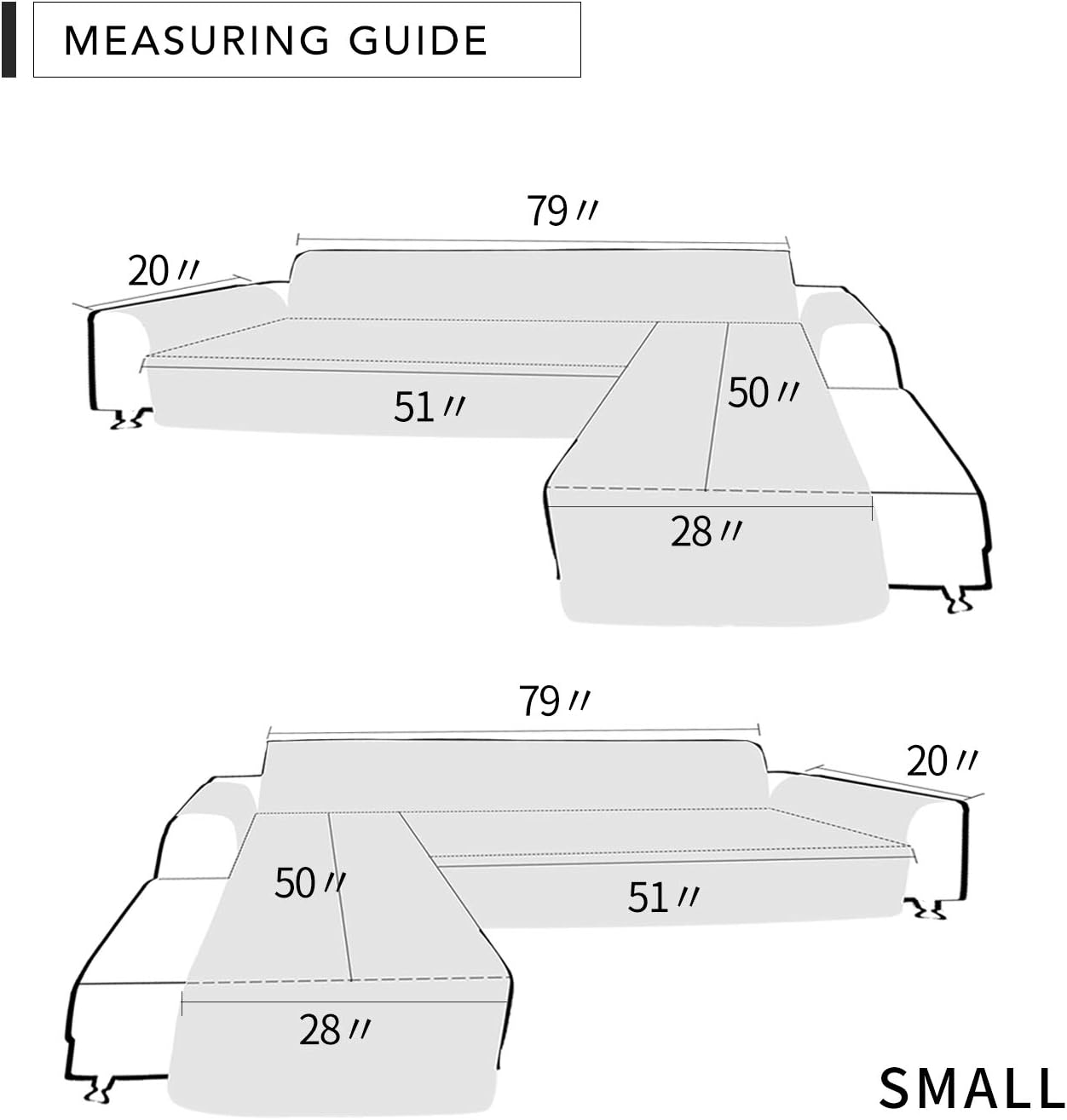 Easy-Going L Shape Sofa Slipcover - Reversible Couch Cover - Furniture Protector for Pets - Small, Light Gray