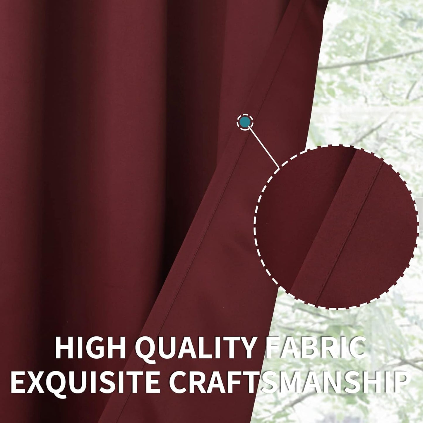 BGment Burgundy Blackout Curtains 63Inches Long for Bedroom - Wine Red Thermal Insulated Window Treatments with Rod Pocket Room Darkening for Christmas Living Room, 52 x 63 Inch, 2 Panels