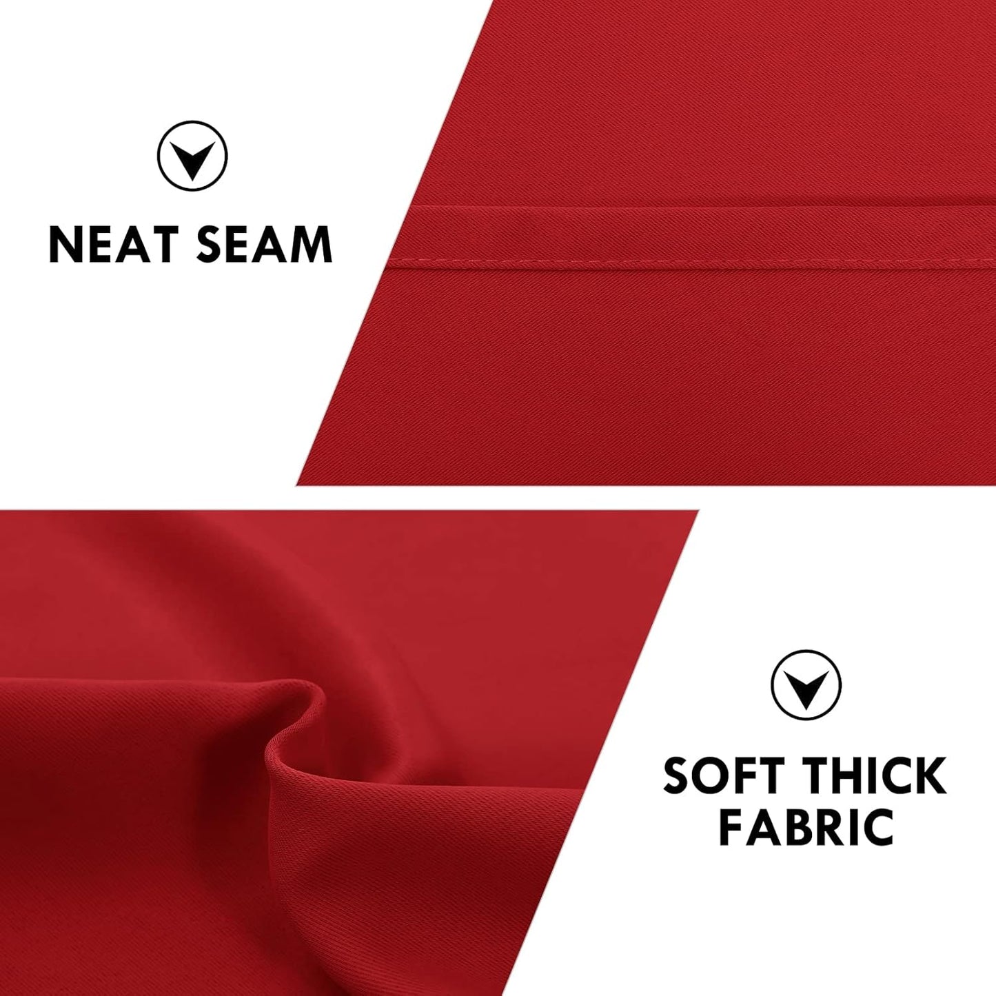 DWCN Christmas Blackout Curtains Room Darkening Thermal Insulated Bedroom Curtains Window Treatments, 42 x 45 inches Long, Set of 2 Red Rod Pocket Drapes