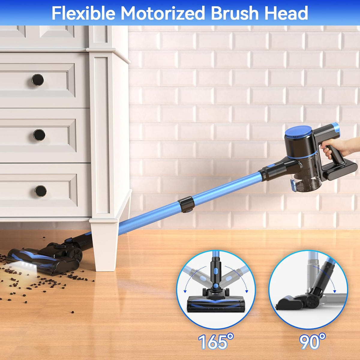 N8 Cordless Vacuum Cleaner, Lightweight Stick Vacuum with Powerful Suction, 2200mAh Battery, 40 Mins Runtime, Self-Standing, Rechargeable Vacuum Cleaners for Home Hardwood Floor Carpet Pet Hair