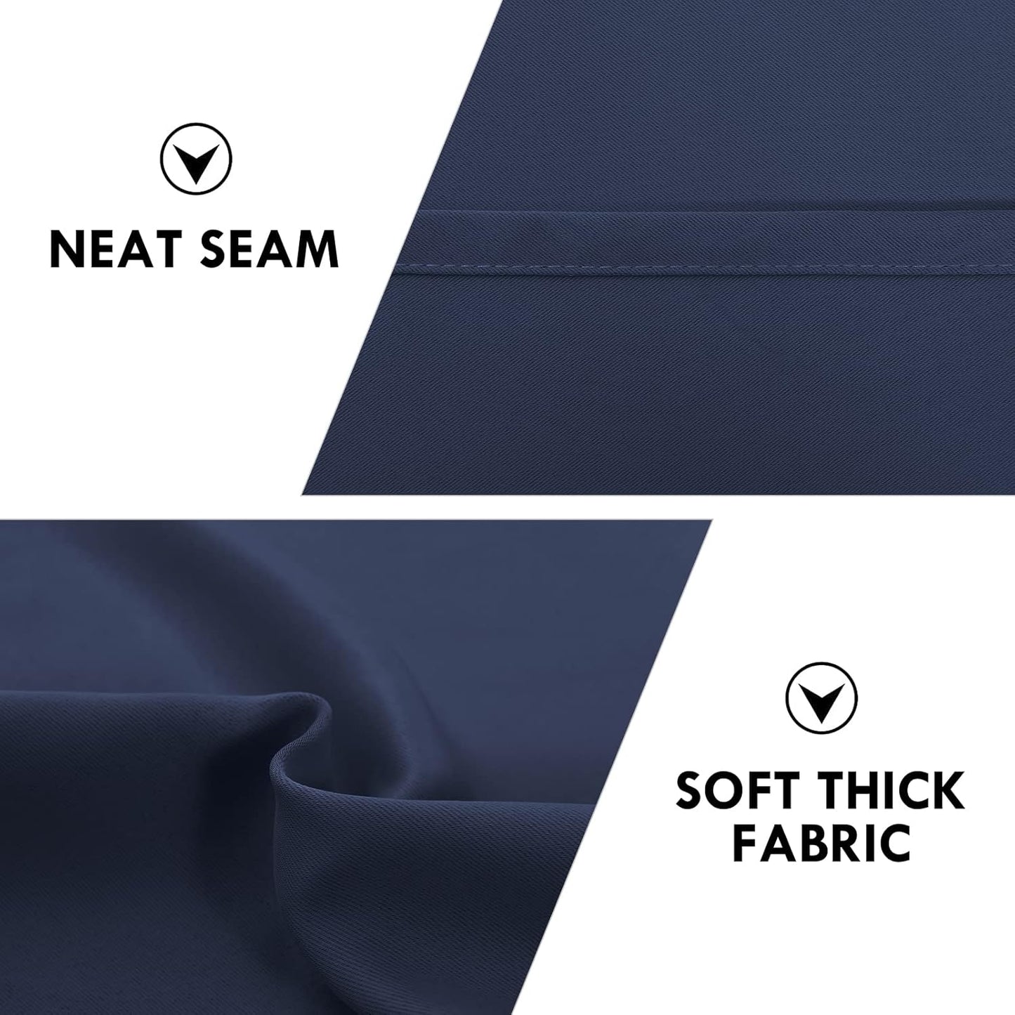 DWCN Navy Room Darkening Blackout Curtains - Thermal Insulated Privacy Energy Saving Window Curtain Drapes 38 x 72 inch Length, Set of 2 Bedroom Living Room Curtains