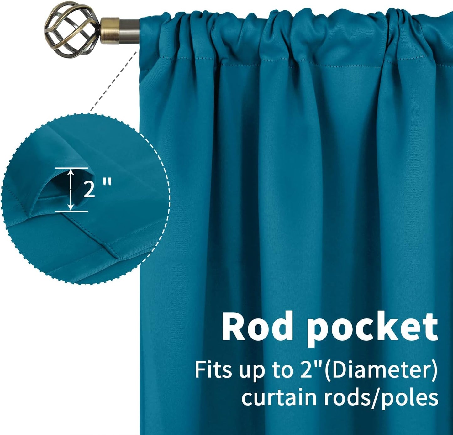 BGment Peacock Blue Blackout Curtains 84 Inch Length for Living Room - Thermal Insulated Drapes with Rod Pocket Darkening Privacy for Bedroom Dining, 52 x 84 Inch, 2 Panels