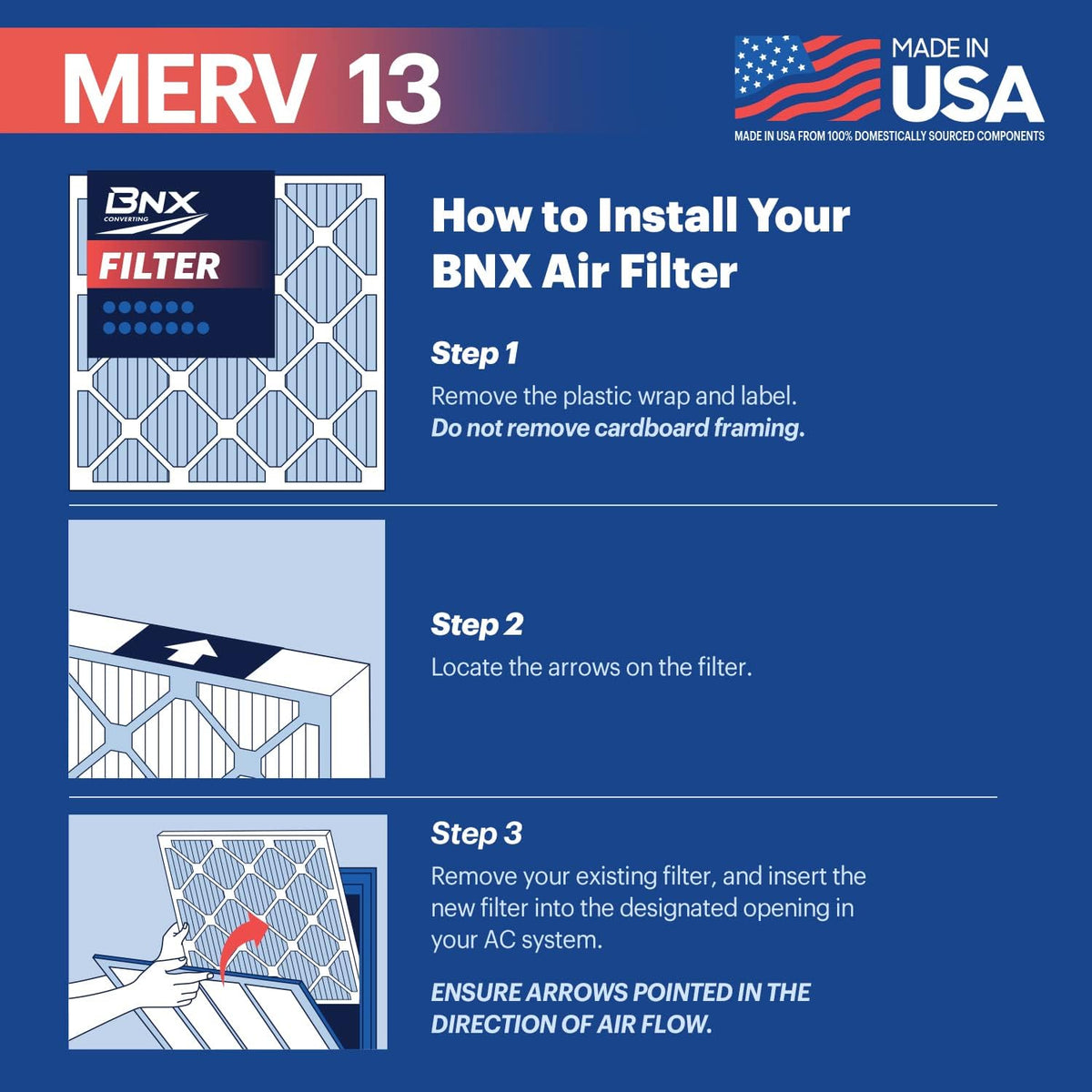 BNX TruFilter 14x20x1 MERV 13 (12-Pack) AC Furnace Air Filter - MADE IN USA - Electrostatic Pleated Air Conditioner HVAC AC Furnace Filters - Removes Pollen, Mold, Bacteria, Smoke