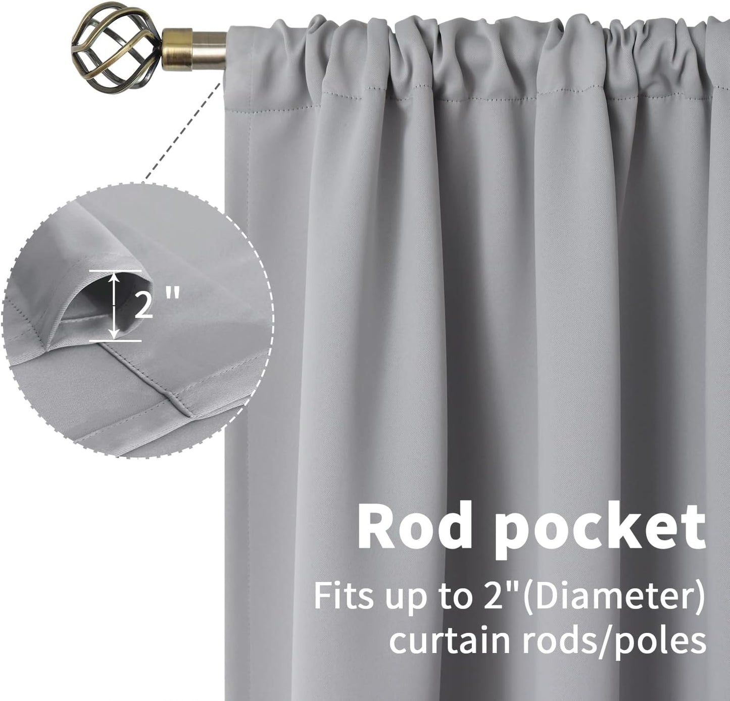BGment Light Grey Short Curtains 36 Inches Length for Kithchen Window Over Sink - Small Half Window Drapes with Rod Pocket Darkening Privacy for Cafe Front Door Bathroom, 2 Panels, 29 x 36 Inch