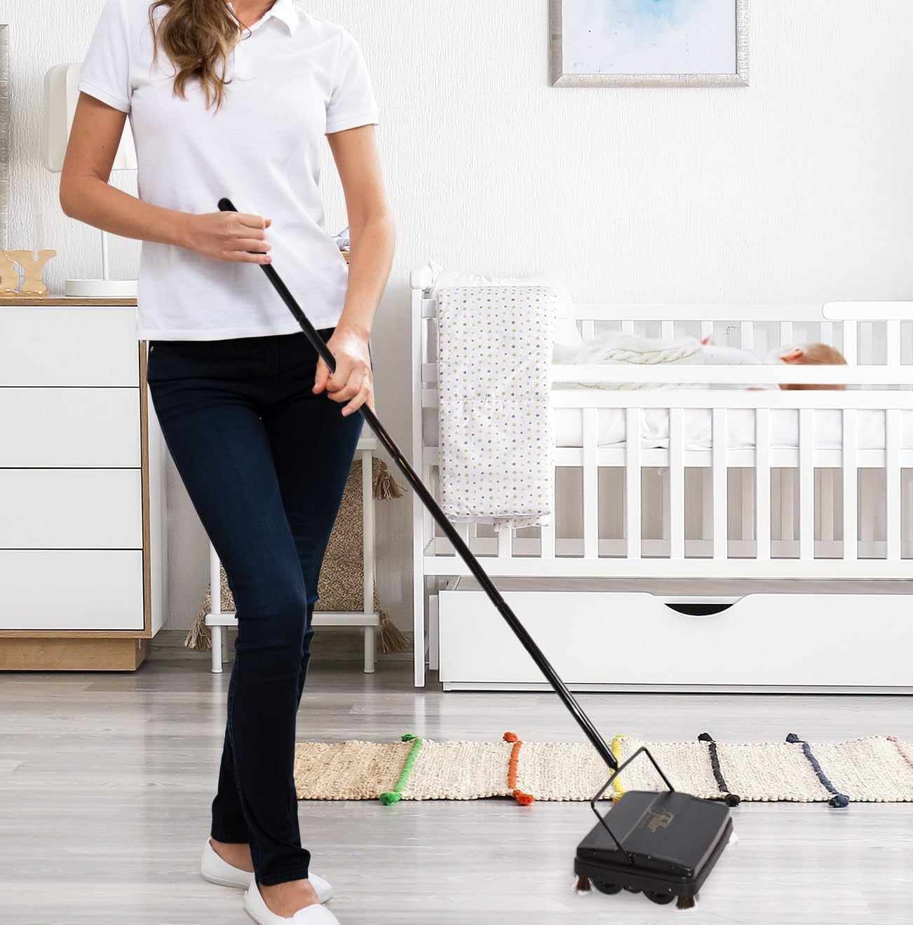 Fuller Brush 17052 Electrostatic Carpet & Floor Sweeper - 9" Cleaning Path - Lightweight - Ideal for Crumby Messes - Works On Carpets & Hard Floor Surfaces - Red