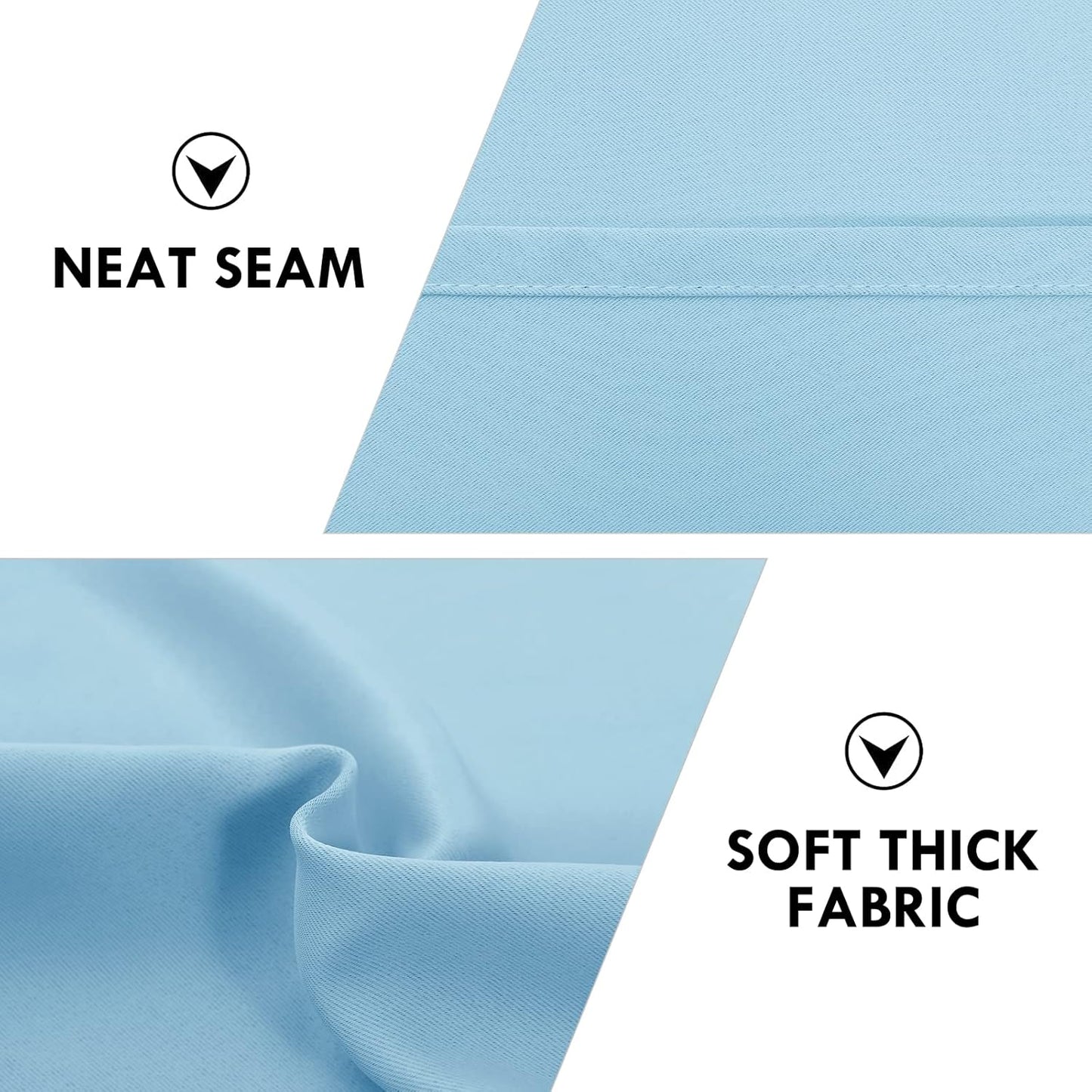 DWCN Blackout Curtains – Thermal Insulated, Energy Saving & Noise Reducing Bedroom and Living Room Curtains, Light Blue, W 42x L 63 Inch, Set of 2 Rod Pocket Curtain Panels