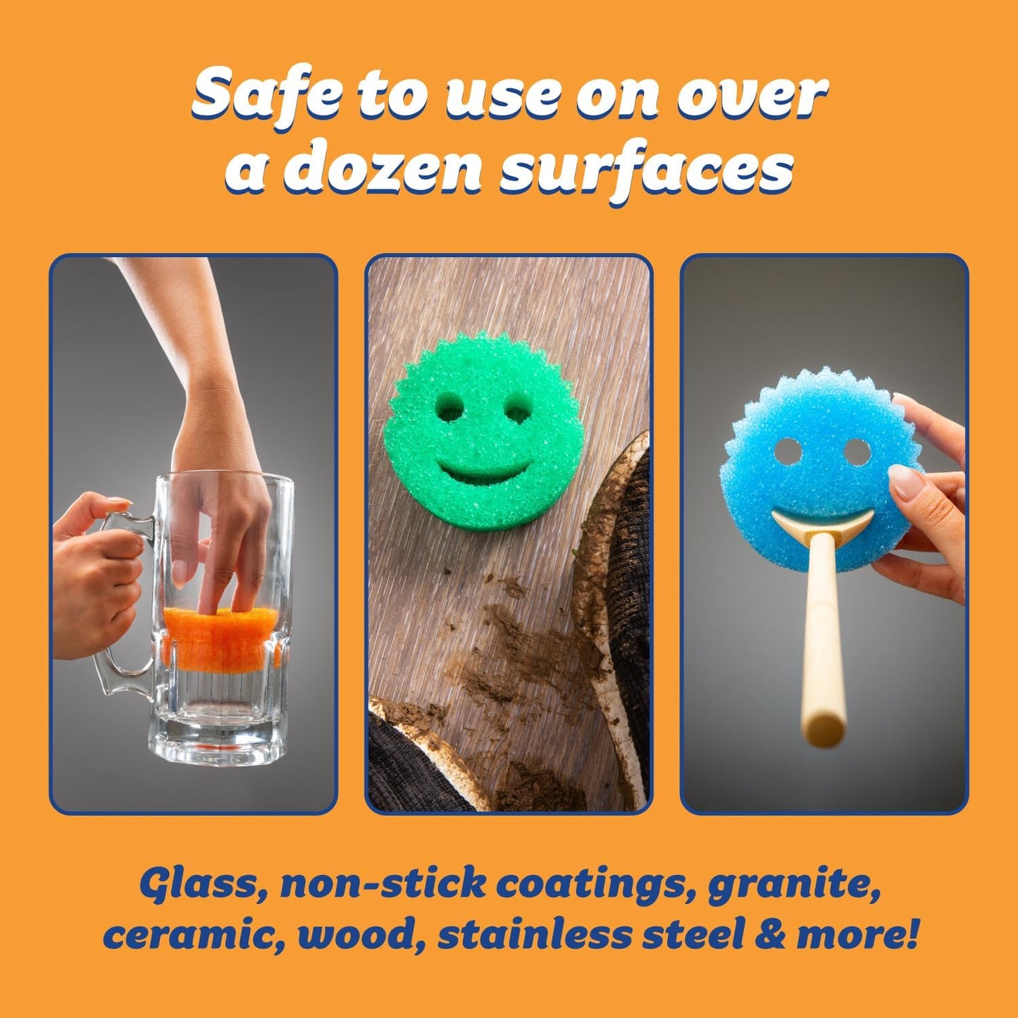 Scrub Daddy 6 Kitchen Sponges & 1 Daddy Caddy Dish Sponge Holder - BPA Free & Made with Polymer Foam - Stain & Odor Resistant, Scratch-Free Multipurpose Scrubbers