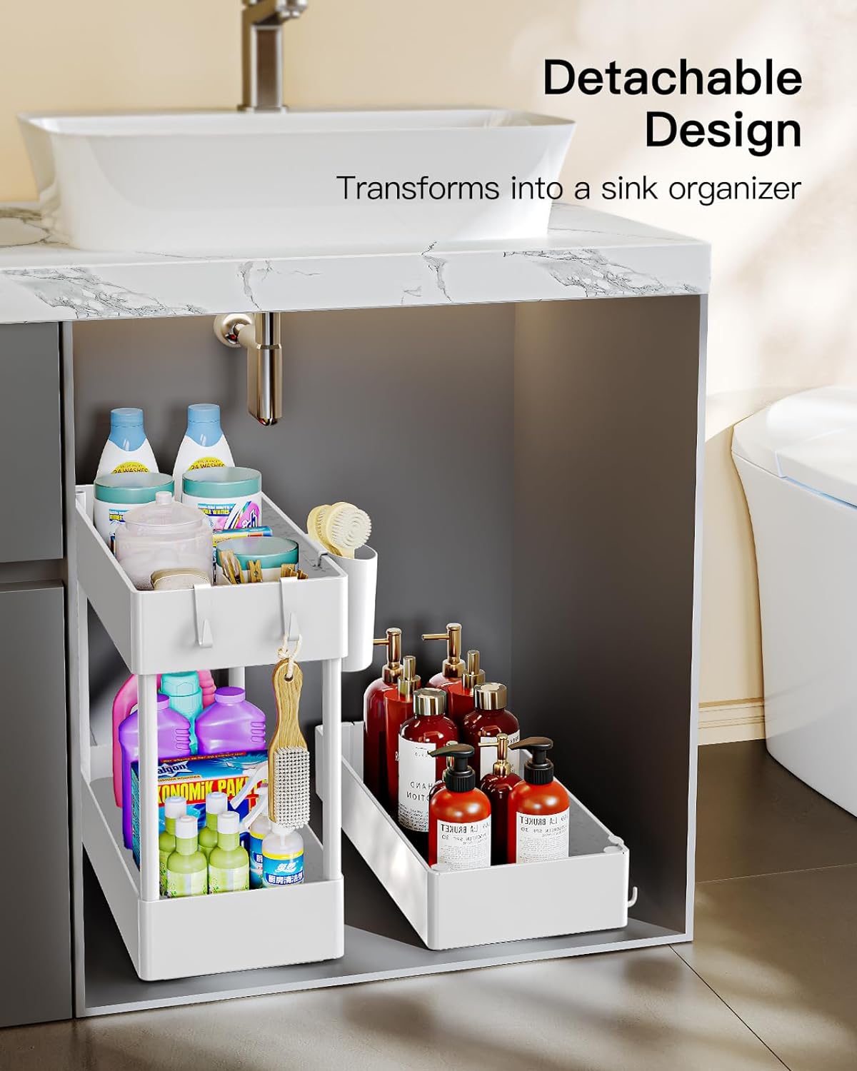 Pipishell Slim Storage Cart with Wheels, Bathroom Cart Organizer Bathroom Storage Small, Rolling Cart for Bathroom, Laundry Room, Kitchen, Narrow Space, White PIUC04W