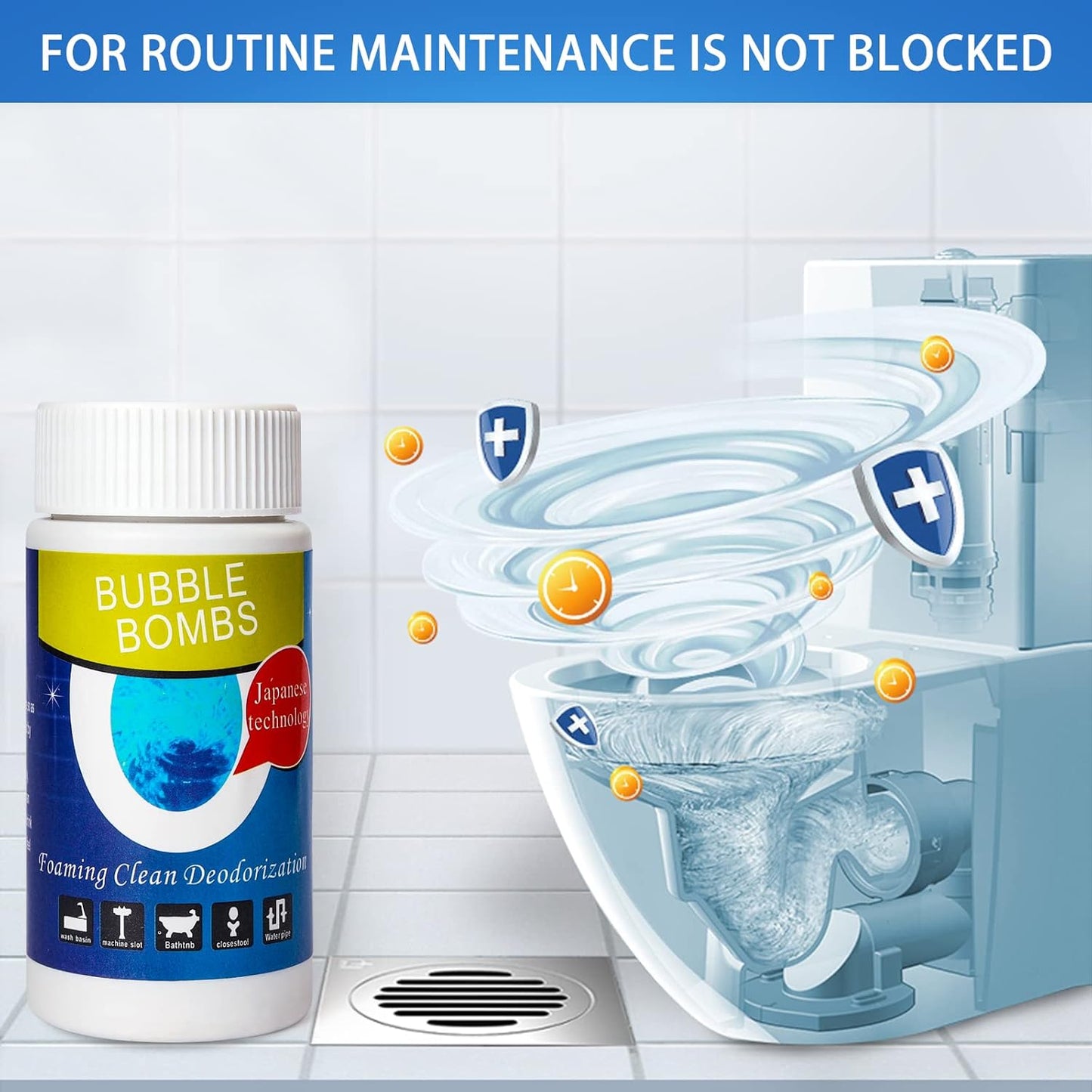 4pcs Bubble Bombs Drain Cleaner, Quick Dredge Pipeline, Powerful Sink Drain Cleaner, Magic Fast Foaming Pipe Dredge Powder, for Kitchen Toilet Pipeline Quick Cleaning Tool (120g*4)