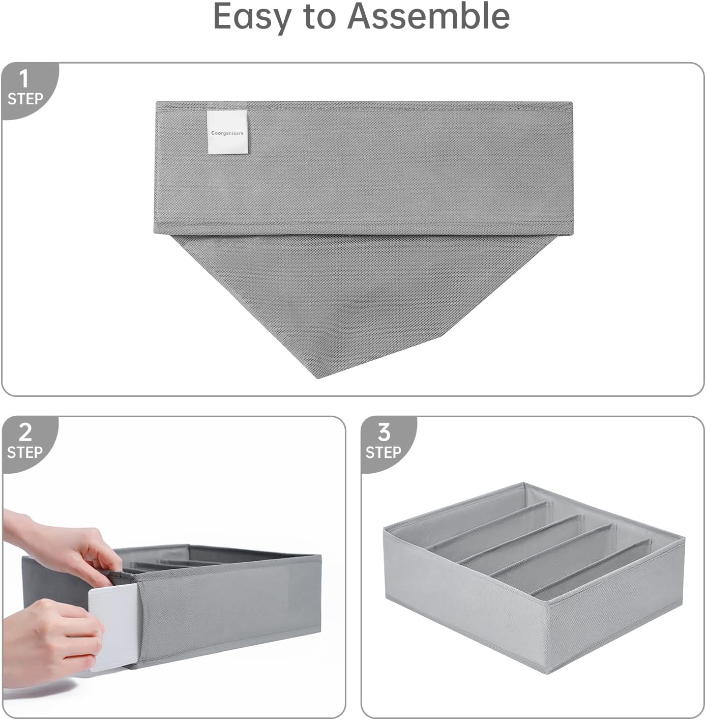 4 Packs Wardrobe Clothes Organizer,5 Grids Washable Portable Closet Organizer Storage Box Foldable Closet Drawer Organizer for thicker Scarves,Leggings,Long sleeve shirts(32 * 30 * 11)