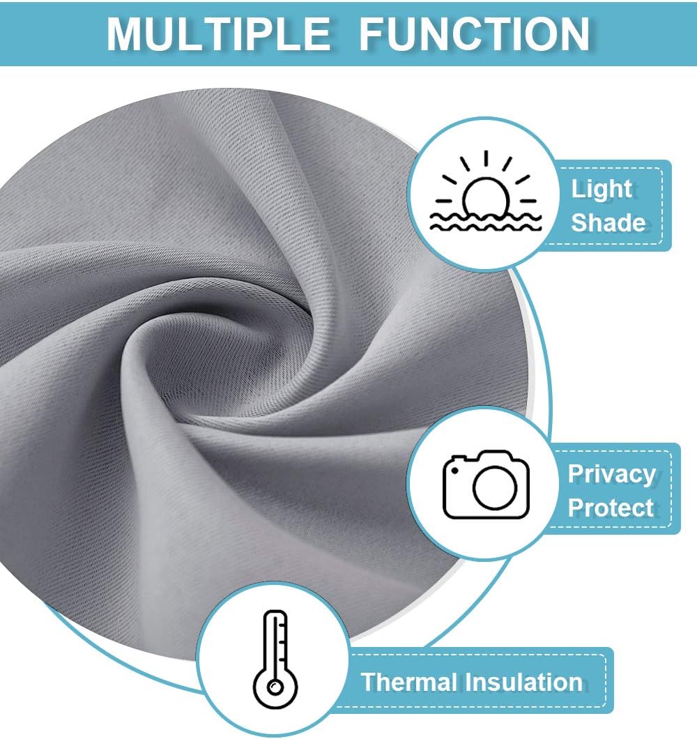 RYB HOME Large Curtains for Living Room 84 inches Length, Blackout Privacy Room Divider Curtains for Doorway Closet Basement Patio Door Bay Window, W 70 x L 84, Light Grey, 2 Panels