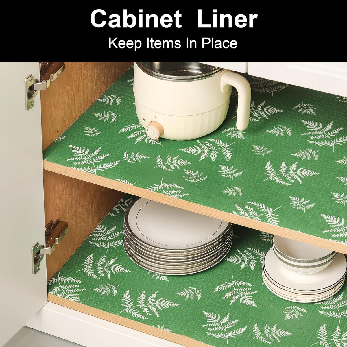 Cooyes Shelf Liners for Kitchen Cabinets Refrigerator Liners Waterproof & Oil-Proof Kitchen Cupboard Liner Drawer Mats EVA Material Non Adhesive Fridge Liner for Shelves
