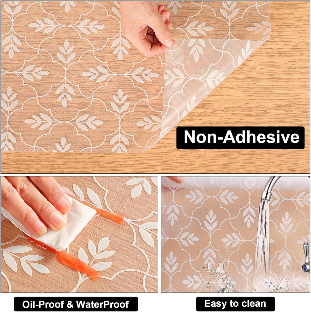 Cooyes Shelf Liners for Kitchen Cabinets Waterproof & Oil-Proof Kitchen Cupboard Mats Non-Slip Drawer Mats EVA Material Non Adhesive Fridge Liner for Shelves