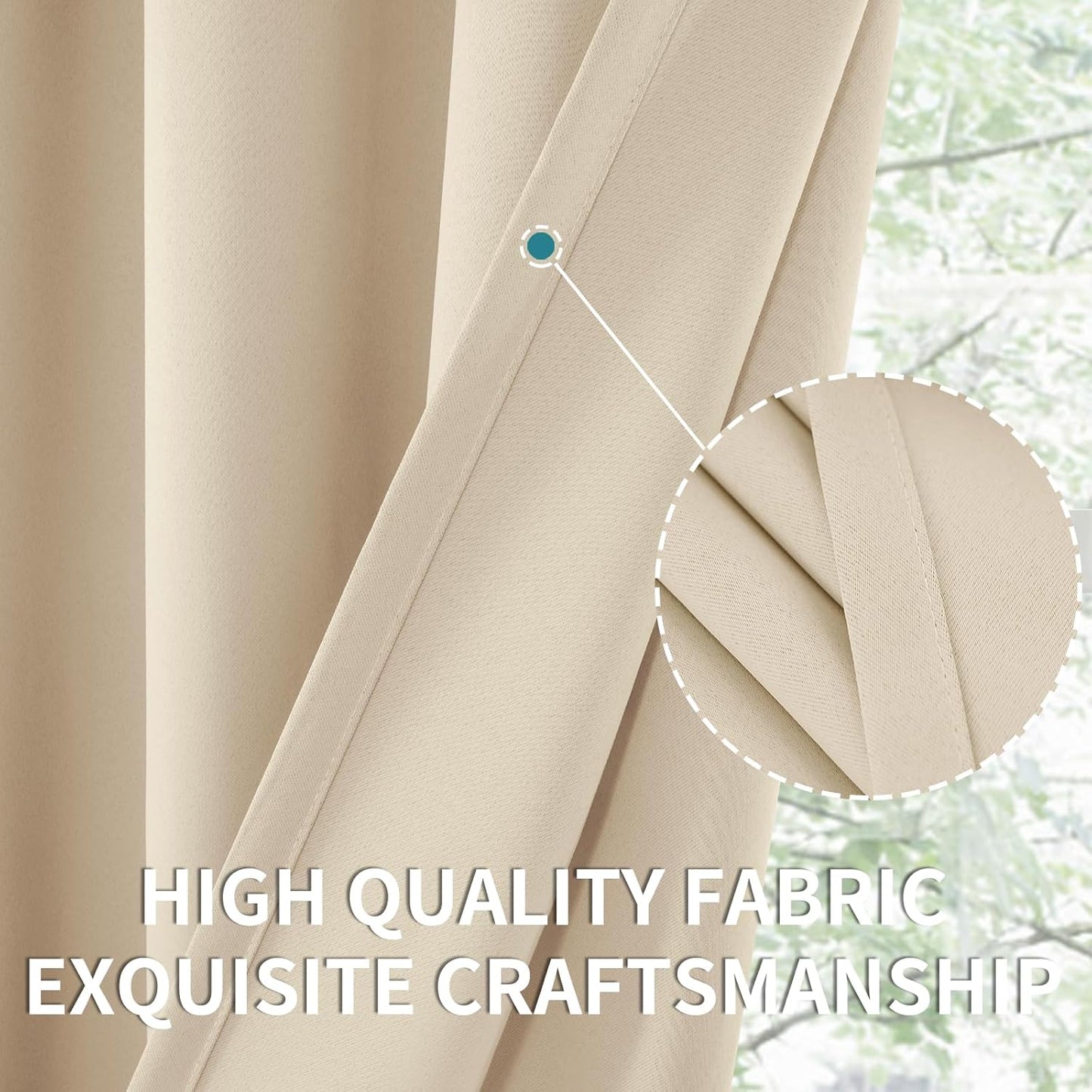 BGment Champagne Blackout Curtains for Bedroom 84 Inches Long - Thermal Insulated Room Darkening Curtain for Living Room, 42 x 84 Inch, 2 Panels