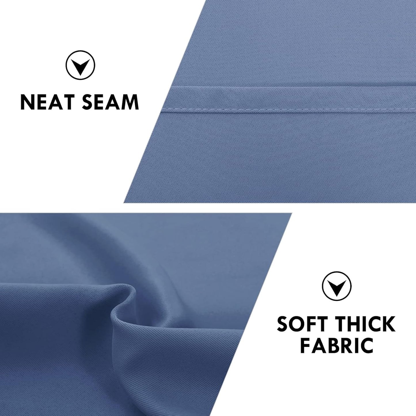 DWCN Blackout Curtains – Thermal Insulated, Energy Saving & Noise Reducing Bedroom and Living Room Curtains, Dusty Blue, W 38x L 45 Inch, Set of 2 Rod Pocket Curtain Panels