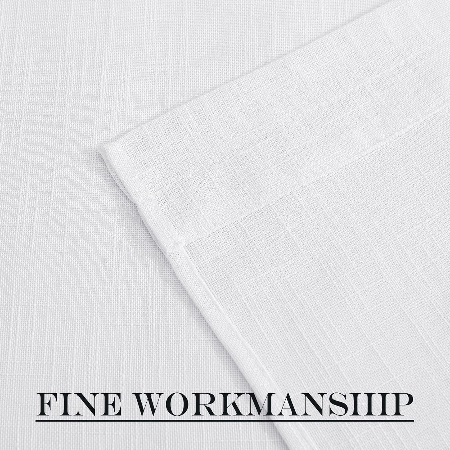 NICETOWN Linen Textured Door Curtain - White Sidelight Panel Curtain Semi Sheer French Front Door Curtain with Tieback for Kitchen, 30 inches W x 40 inches L, Single Panel
