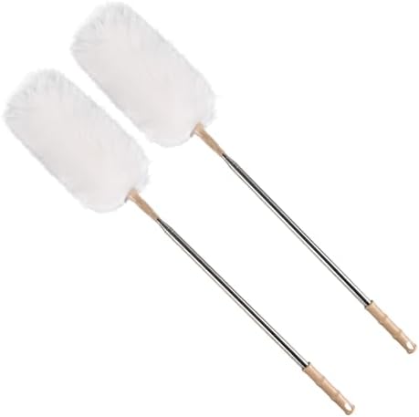 White Lambswool Extendable Duster, 32-98 Inch Bendable Wool Head by Greenfeather