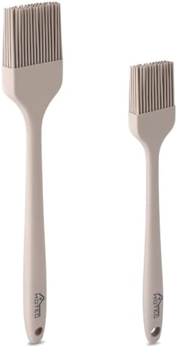 HOTEC 600°F Heat Resistant Silicone Basting &Pastry Brushes, Khaki 2 by Hotec