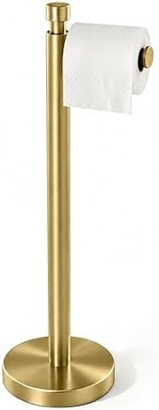 YUMORE Toilet Paper Holder Stand, 4.4lbs Heavy Duty, Brushed Gold by YUMORE
