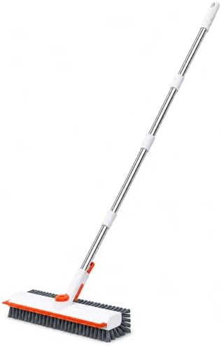 Floor Scrub Brush with Long Handle, 3-in-1 Shower & Bathroom Scrubber by EZHERS