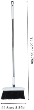White Broom and Dustpan Set, 36.7 Inch Stainless Steel Handle - Image 2