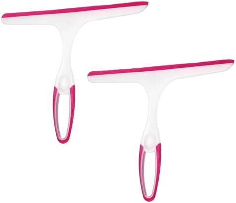uxcell 2 Pcs Shower Squeegee Glass Doors Mirrors 10" Silicone Window Red by uxcell