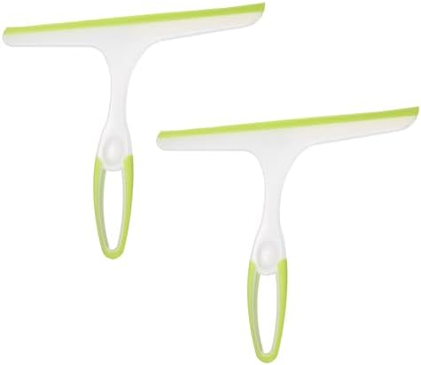 uxcell 2 Pcs Shower Squeegee Glass Doors Mirrors 10" Silicone Hole Green by uxcell