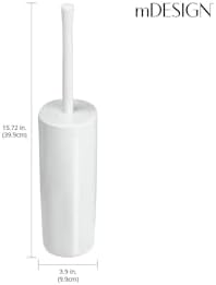 mDesign Slim Plastic Toilet Bowl Brush and Holder Set, Modern Compact Storage - Image 4
