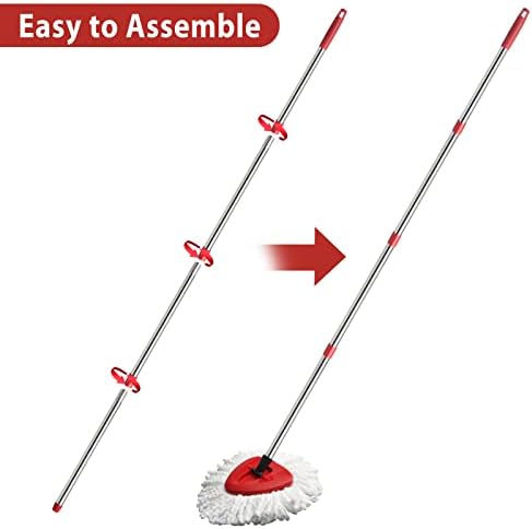 4-Section Spin Mop Replacement Handle- 2.5-5 Foot Mop Replacement Stick Only - Image 4