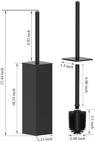RUACQ Toilet Brush and Holder Set, Matte Black - Image 2