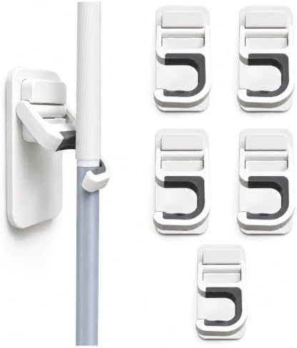 6 Pack Broom and Mop Holder Wall Mount, No-Drill Self-Adhesive Grippers by ALLICAVER