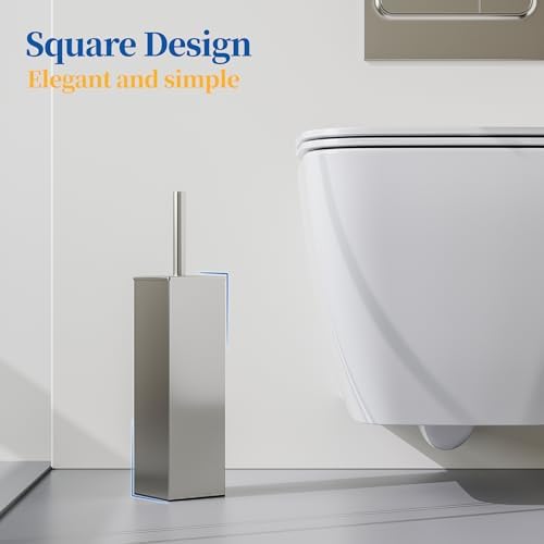 RUACQ Toilet Brush and Holder Set, Brushed Nickel - Image 2