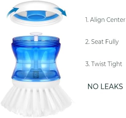 Dish Brush with Soap Dispenser for Sink, Pots & Pans Cleaning, Soft 2 Pack - Image 4