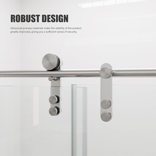 Kullavik 56-60" W x 76" H Frameless Sliding Shower Door, Brushed Nickel - Image 3