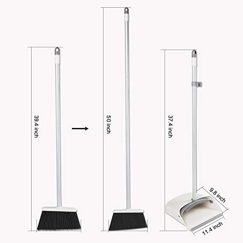 Broom and Dustpan Set, JEHONN Long Handle Lightweight Broom Set Upright - Image 6