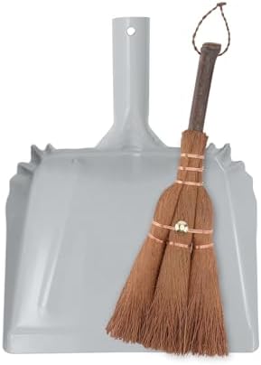 Small Metal Dust Pan and Brush for Fireplace by OakartHome