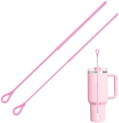 AONEZ Pink Silicone Straw Cleaner Brushes, 2 Pack, 0.24" & 0.35" Sizes by AONEZ