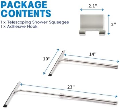 Shower Squeegee with Long Handle and Adhesive Hook. - Image 2