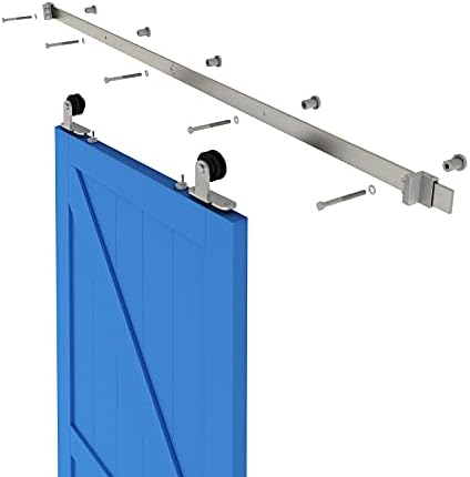 JUBEST 6 FT Brushed Nickel Sliding Barn Door Hardware Kit Smoothly and Quietly - Image 5