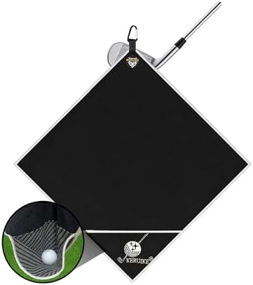 Magnetic Golf Towel with Upgraded Cleaning Pocket & Clip 20" x 20" by BoostYourOutdoorSportsGame
